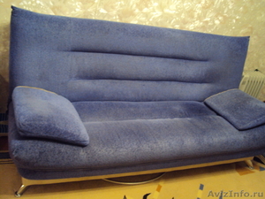 Мягкая мебель, диван и 2 кресла, синего цвета с бежевыми вставками  - Изображение #1, Объявление #432694